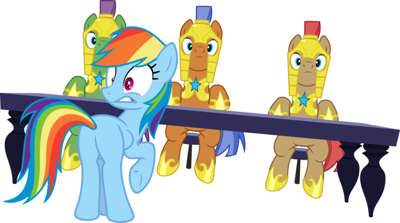 Size: 7179x4000 | Tagged: absurd resolution, armor, artist:jeatz-axl, derpibooru import, interrupted, looking back, plot, ponyscape, rainbow dash, rainbutt dash, raised hoof, rarity investigates, royal guard, safe, simple background, sitting, spearhead, .svg available, table, transparent background, vector