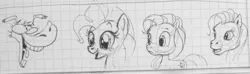 Size: 2435x716 | Tagged: artist:colossalstinker, derpibooru import, g3, g3.5, graph paper, monochrome, non-mlp oc, oc, oc:peencler, pinkie pie, safe, traditional art