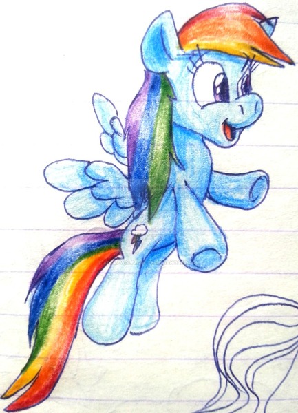 Size: 800x1108 | Tagged: artist:colossalstinker, derpibooru import, lined paper, rainbow dash, safe, solo, traditional art