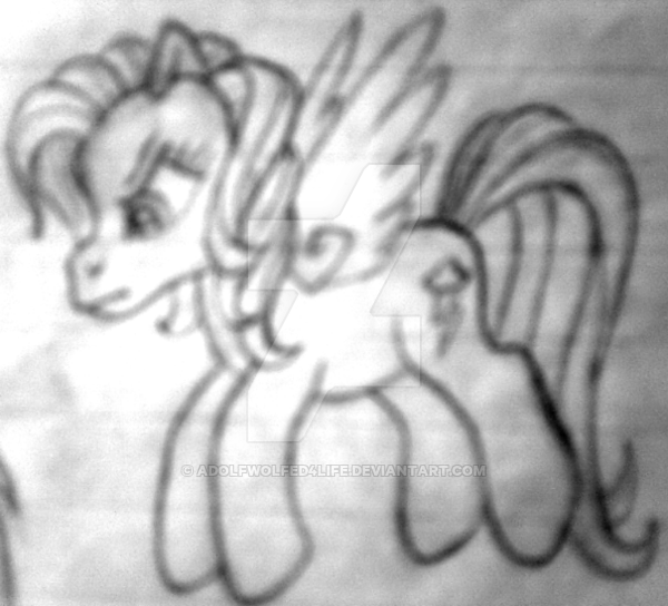 Size: 600x544 | Tagged: artist:colossalstinker, derpibooru import, g3, g4 to g3, generation leap, lined paper, monochrome, rainbow dash, safe, solo, traditional art