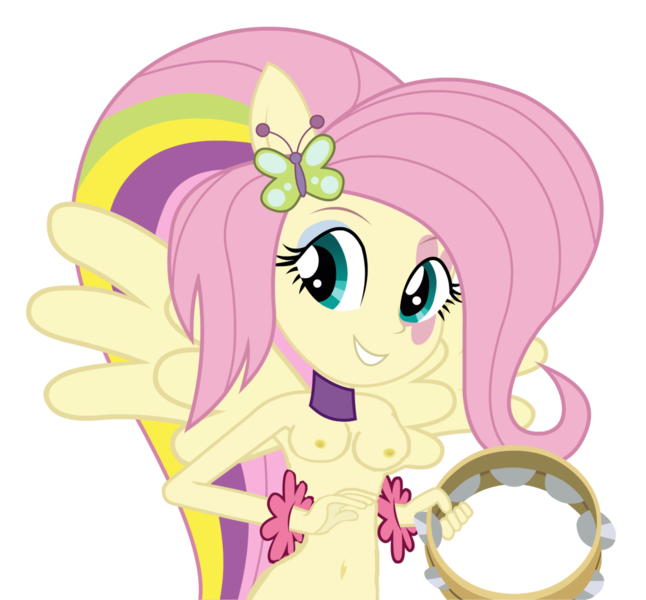 Size: 1102x1024 | Tagged: artist needed, questionable, derpibooru import, edit, fluttershy, equestria girls, belly button, breasts, busty fluttershy, cute, female, midriff, nipples, nude edit, nudity, ponied up, quality, simple background, solo, solo female, transparent background, vector