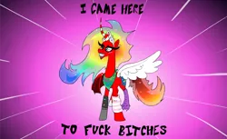 Size: 1974x1205 | Tagged: alicorn, alicorn oc, artist:colossalstinker, derpibooru import, donut steel, joke oc, oc, safe, solo, text, unofficial characters only, vulgar