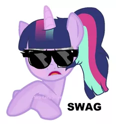 Size: 728x782 | Tagged: artist:blair belle2345, derpibooru import, magical lesbian spawn, oc, oc:sky lety love, offspring, parent:starlight glimmer, parents:twistarlight, parent:twilight sparkle, ponytail, safe, solo, sunglasses, swag, unofficial characters only