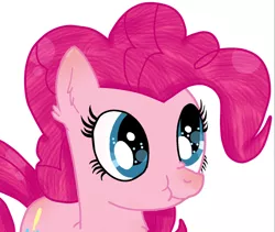 Size: 1388x1172 | Tagged: safe, artist:blair belle2345, derpibooru import, pinkie pie, blushing, cute, fluffy, nose wrinkle, redraw, scrunchy face, solo