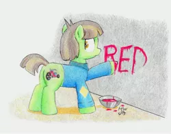 Size: 3756x2952 | Tagged: artist:philo5, danny torrance, danny trottance, derpibooru import, make new friends but keep discord, ponified, redrum, safe, the shining, traditional art