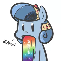 Size: 547x545 | Tagged: safe, artist:whatsapokemon, derpibooru import, oc, oc:heart song, unofficial characters only, crystal pony, pony, puking rainbows, snapchat, solo