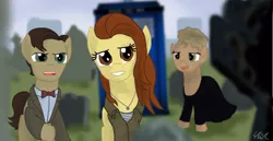 Size: 1682x868 | Tagged: amy pond, artist:qemma, derpibooru import, doctor who, eleventh doctor, ponified, river song, safe, tearjerker, the angels take manhattan, this will end in tears