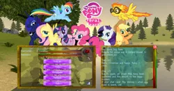 Size: 1024x536 | Tagged: 3d, applejack, cardboard twilight, derpibooru import, facebook, facebook logo, feral heart, fluttershy, mod, my little pony logo, pinkie pie, princess luna, rainbow dash, rarity, safe, stock vector, twilight sparkle