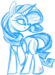 Size: 573x792 | Tagged: artist:lavendire, derpibooru import, monochrome, rarity, safe, sketch, solo