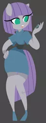 Size: 522x1376 | Tagged: safe, artist:snow angel, derpibooru import, boulder (pet), maud pie, anthro, earth pony, ambiguous facial structure, clothes, female, solo