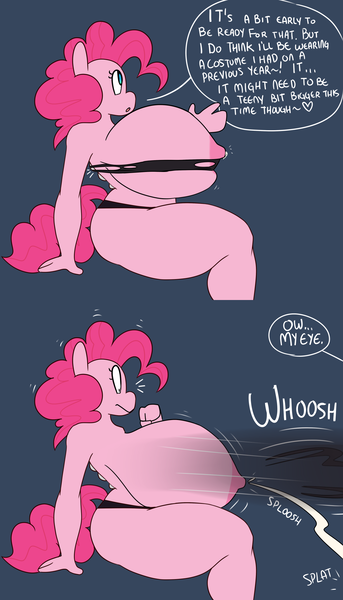 Size: 1280x2240 | Tagged: anthro, artist:somescrub, big breasts, breast expansion, breast milk, breasts, busty pinkie pie, chubby, derpibooru import, edit, female, female focus, funny porn, growth, huge breasts, hugtastic pinkie pie, hyper breasts, impossibly large breasts, lactation, milk, milk squirt, nudity, offscreen character, pinkie pie, pinkie thighs, plump, pudgy pie, questionable, solo focus, tape, thunder thighs, wardrobe malfunction, weaponized boobs