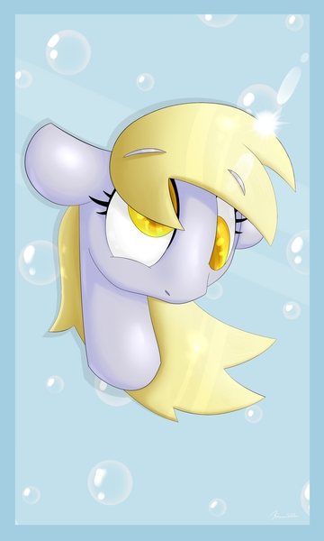 Size: 2880x4800 | Tagged: safe, artist:thederpyenthusiast, derpibooru import, derpy hooves, pegasus, pony, bubble, female, mare, portrait, solo