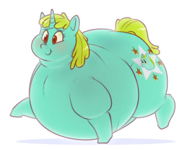 Size: 650x515 | Tagged: safe, artist:secretgoombaman12345, derpibooru import, whoa nelly, pony, unicorn, belly, big belly, cute, double chin, fat, female, large butt, mare, obese, smiling, solo, walking, whoa nellybetes