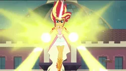 Size: 1920x1080 | Tagged: safe, deleted from derpibooru, derpibooru import, screencap, sunset shimmer, equestria girls, friendship games, daydream shimmer, discovery family logo, energy blast, magic blast, solo