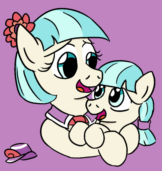 Size: 850x900 | Tagged: artist:jargon scott, coco pommel, derpibooru import, filly, safe, self adoption, self ponidox, time paradox