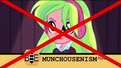 Size: 1366x768 | Tagged: safe, derpibooru import, screencap, lemon zest, acadeca, equestria girls, friendship games, fail, female, headphones, misspelling, spelling bee