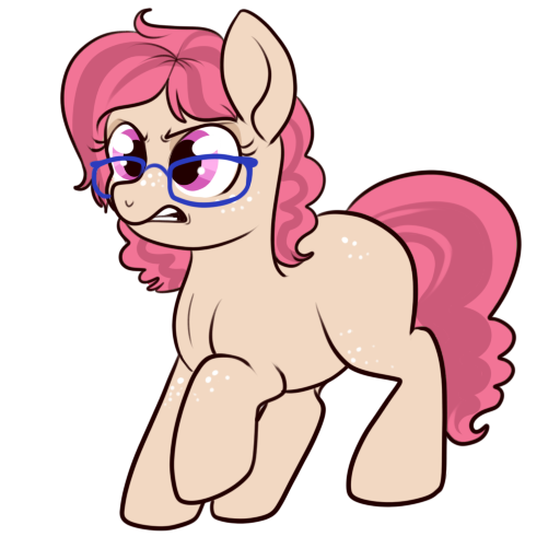 Size: 512x512 | Tagged: angry, artist:lulubell, derpibooru import, freckles, glasses, magical lesbian spawn, next generation, oc, oc:sassafras, offspring, parent:babs seed, parents:babstwist, parent:twist, safe, simple background, solo, transparent background, unofficial characters only, upset