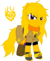 Size: 595x728 | Tagged: artist:bloodey3, derpibooru import, ember celica, ponified, purple eyes, rwby, safe, solo, yang xiao long