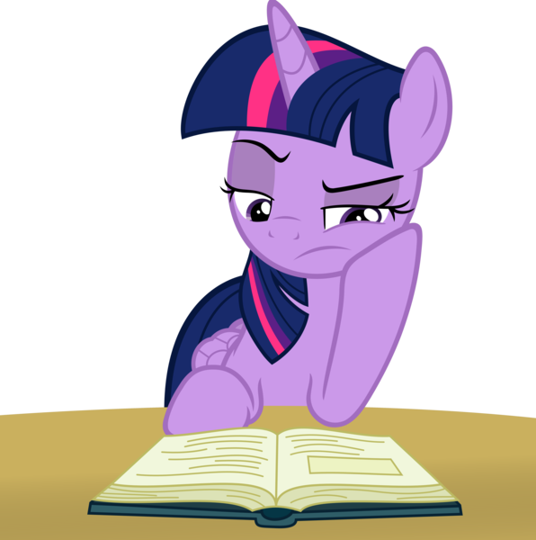 Size: 5860x5900 | Tagged: safe, artist:slb94, derpibooru import, twilight sparkle, twilight sparkle (alicorn), alicorn, pony, made in manehattan, absurd resolution, book, bored, female, grumpy twilight, mare, raised eyebrow, reading, simple background, solo, transparent background, vector