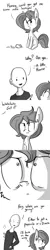 Size: 726x3630 | Tagged: safe, artist:tjpones, derpibooru import, oc, oc:brownie bun, oc:richard, unofficial characters only, earth pony, human, pony, horse wife, angry, bad pun, bags under eyes, brownie bun without her pearls, cheek fluff, chest fluff, comic, ear fluff, female, grayscale, grumpy, human male, male, mare, monochrome, pun, sick, simple background, sitting, this will end in divorce, threat, tissue, tumblr, white background, wide eyes