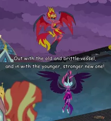 Size: 729x798 | Tagged: safe, derpibooru import, screencap, sci-twi, sunset shimmer, twilight sparkle, equestria girls, friendship games, kingdom hearts, midnight sparkle, midnightsatan, quote, sunset satan, xehanort