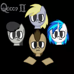 Size: 768x768 | Tagged: safe, artist:rubengr98, derpibooru import, derpy hooves, doctor whooves, octavia melody, time turner, vinyl scratch, pony, album, album cover, male, queen (band), stallion