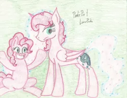 Size: 1280x992 | Tagged: artist:adurot, derpibooru import, pinkie pie, pinkluna, princess luna, safe, traditional art