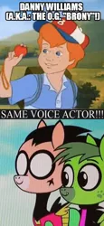 Size: 350x758 | Tagged: danny williams, derpibooru import, exploitable meme, g1, image macro, meme, pony reference, pretty pretty pegasus, robin, safe, same voice actor, scott menville, teen titans, teen titans go