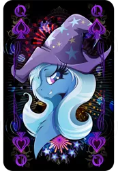 Size: 1328x1920 | Tagged: safe, artist:rariedash, derpibooru import, part of a set, trixie, pony, unicorn, female, looking at you, mare, playing card, portrait, queen, queen of spades, solo