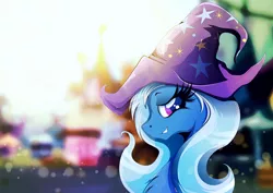 Size: 1920x1358 | Tagged: safe, artist:rariedash, derpibooru import, trixie, pony, unicorn, female, grin, looking at you, mare, portrait, smirk, solo, wallpaper