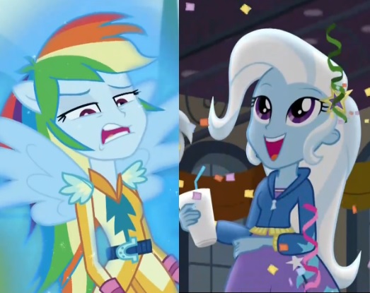 Size: 523x415 | Tagged: safe, derpibooru import, edit, edited screencap, screencap, rainbow dash, trixie, equestria girls, friendship games, ponied up