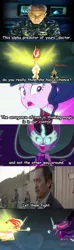 Size: 594x2000 | Tagged: safe, derpibooru import, edit, screencap, sci-twi, sunset shimmer, twilight sparkle, equestria girls, friendship games, daydream shimmer, godzilla 2014, ichiro serizawa, let them fight, midnight sparkle, screencap comic, william stenz