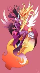 Size: 800x1449 | Tagged: safe, artist:kolshica, derpibooru import, sci-twi, sunset shimmer, twilight sparkle, anthro, unguligrade anthro, equestria girls, friendship games, boop, crying, daydream shimmer, female, horns are touching, lesbian, midnight sparkle, midnightdaydream, scitwishimmer, shipping, sunsetsparkle, wiping