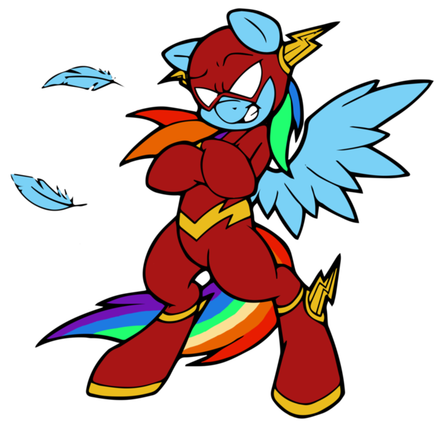 Size: 910x878 | Tagged: artist:dfectivedvice, artist:edcom02, clothes, costume, crossover, dc comics, derpibooru import, justice league, rainbow dash, safe, simple background, solo, superhero, the flash, transparent background