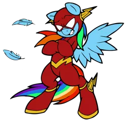 Size: 910x878 | Tagged: artist:dfectivedvice, artist:edcom02, clothes, costume, crossover, dc comics, derpibooru import, justice league, rainbow dash, safe, simple background, solo, superhero, the flash, transparent background