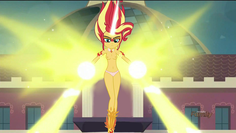 Size: 1920x1080 | Tagged: questionable, derpibooru import, edit, edited edit, edited screencap, editor:slayerbvc, screencap, sunset shimmer, human, equestria girls, friendship games, belly button, breast edit, breasts, clothes, daydream shimmer, female, nipples, nude edit, nudity, panties, partial nudity, partial nudity edit, topless, topless edit, underwear, underwear edit