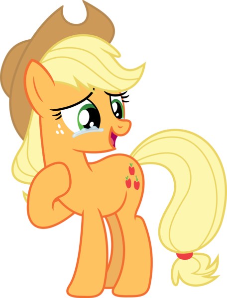 Size: 2722x3582 | Tagged: applejack, artist:porygon2z, crying, derpibooru import, make new friends but keep discord, open mouth, safe, simple background, solo, transparent background, vector