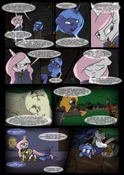 Size: 1240x1754 | Tagged: artist:lunarcakez, comic, comic:the origins of hollow shades, derpibooru import, pink-mane celestia, princess celestia, princess luna, s1 luna, safe, star swirl the bearded, younger