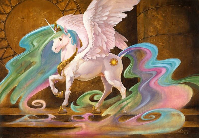 Size: 1280x889 | Tagged: alicorn, artist:scale, crotchboobs, crown, derpibooru import, female, hoers, horseshoes, jewelry, looking at you, mare, nipples, nudity, oil painting, peytral, portrait, princess celestia, questionable, realistic, realistic anatomy, regalia, smiling, solo, solo female, spread wings, teats, traditional art, wings