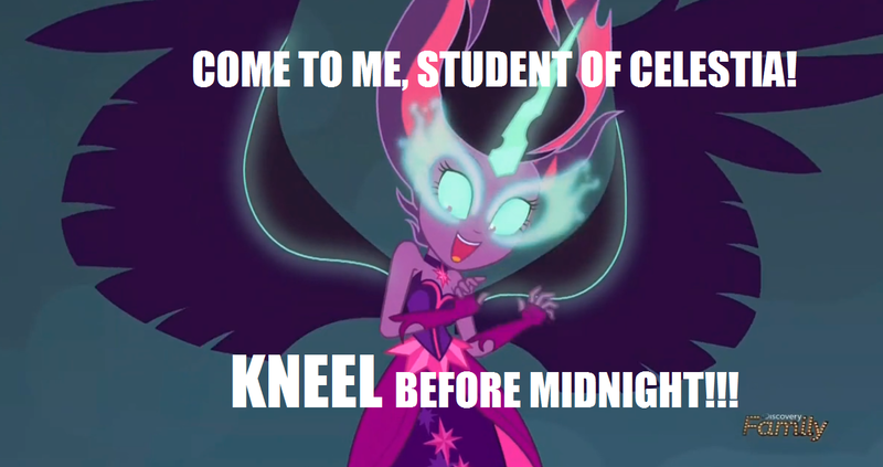 Size: 1276x674 | Tagged: safe, derpibooru import, sci-twi, twilight sparkle, equestria girls, friendship games, general zod, image macro, kneel before zod, meme, midnight sparkle, midnight sparkle's lines, superman