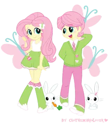 Size: 600x679 | Tagged: safe, artist:clothemariolover, derpibooru import, angel bunny, fluttershy, equestria girls, angela bunny, blushing, butterscotch, equestria guys, female, flutterscotch, male, rule 63, self paradox, self ponidox, selfcest, shipping, shy, straight, younger