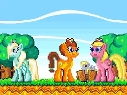 Size: 256x191 | Tagged: safe, artist:ailboredom, derpibooru import, derpy hooves, ponified, alicorn, earth pony, pony, pixel art, princess daisy, princess peach, rosalina, super mario bros., super mario galaxy, super mario land