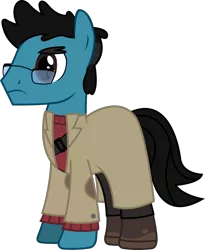 Size: 760x927 | Tagged: artist:sketchmcreations, boots, clothes, cosplay, costume, derpibooru import, ford pines, frown, glasses, gravity falls, nightmare night, oc, oc:sketch mythos, safe, simple background, sweater, transparent background, trenchcoat, unofficial characters only