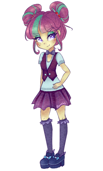 Size: 600x1000 | Tagged: safe, artist:bunnini, derpibooru import, sour sweet, equestria girls, friendship games, clothes, cute, female, hand on hip, lidded eyes, school uniform, simple background, solo, sourbetes, transparent background