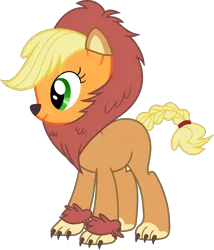 Size: 1365x1593 | Tagged: applejack, applelion, artist:timelordomega, big cat, clothes, costume, derpibooru import, lion, nightmare night, nightmare night costume, safe, scare master, simple background, solo, transparent background, vector