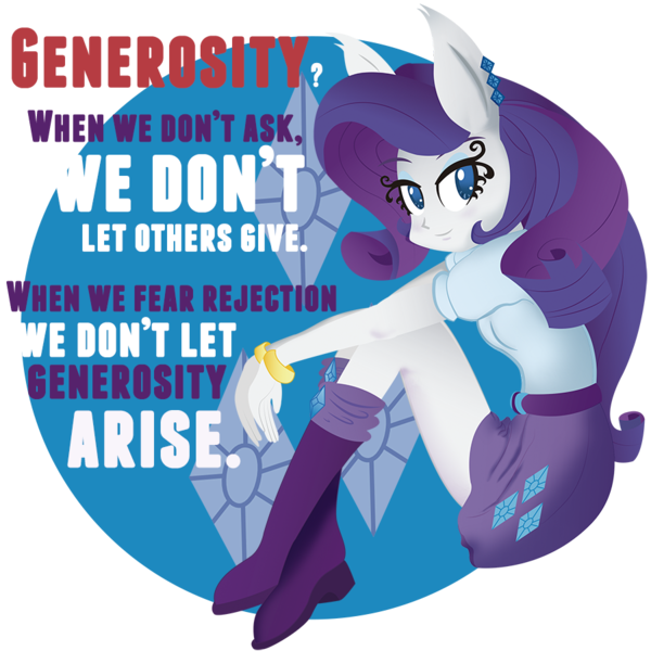 Size: 900x900 | Tagged: safe, artist:lima-hibiki, derpibooru import, rarity, equestria girls, boots, bracelet, clothes, element of generosity, elements of harmony, generosity, high heel boots, jewelry, pony ears, quote, skirt, solo