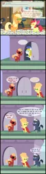 Size: 1024x3823 | Tagged: apple bloom, applejack, artist:bronybyexception, ask honest applejack, derpibooru import, eyepatch, ma apple, oc, oc:iron pyrite, oc:orange tart, oc:shallow shoals, pa apple, pointy ponies, royal guard, safe, sailor