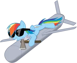 Size: 990x813 | Tagged: artist:totallynotabronyfim, cruise missile, derpibooru import, missile, navy, pun, rainbow dash, safe, smiling, solo, sunglasses, tomahawk, visual pun