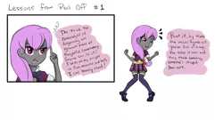 Size: 1200x649 | Tagged: safe, artist:root, derpibooru import, oc, oc:peel off, unofficial characters only, equestria girls, crystal prep shadowbolts, fimflamfilosophy, peel off