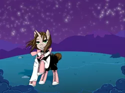 Size: 1024x767 | Tagged: safe, artist:moonkitty, derpibooru import, oc, oc:ryleigh, unofficial characters only, pony, unicorn, clothes, collar, converse, dress, night, shoes, solo